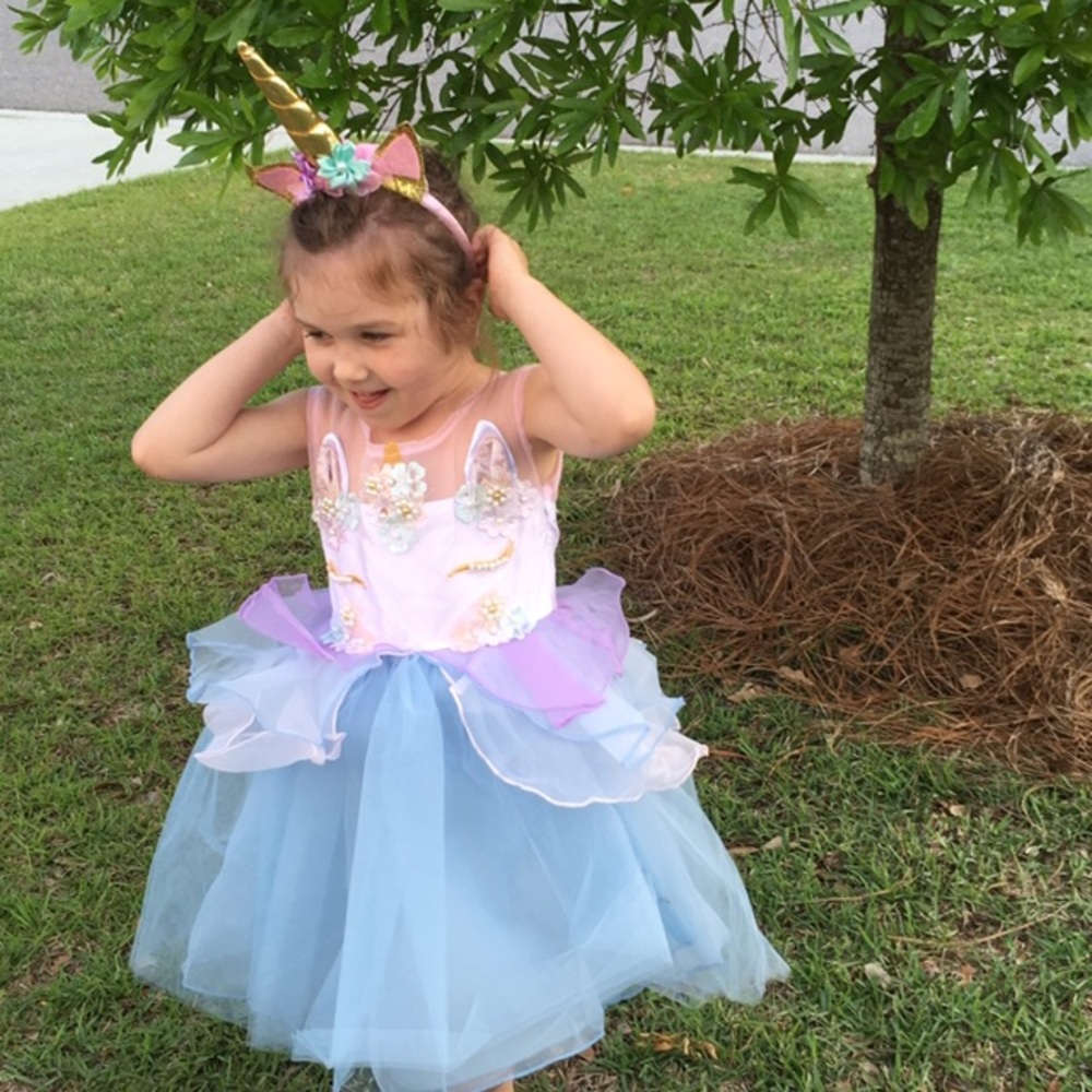 Last 1! Unicorn Birthday Dress & Headband costume - Picture 3 of 7